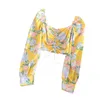 Lente Zomer Sexy Shirt Dames Vintage Bloemen Bandage Crop Top Buis Koreaanse kleding Puff Sleeve Kawaii Short Female 210514