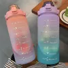 64oz Large Capacity Water Bottle with Straw Time Marker Portable Leakproof Non-Toxic Sports Drinking Bottle Gym Fitness Camping Y0915