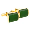 Romantico verde e oro imitazione cristallo francese gemelli bottone manica chiodo per matrimonio