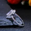 Sparkling 925 Sterling Silver Full CZ Diamond proponer anillo de compromiso Piedras preciosas Party Women Wedding Ring bling Gift