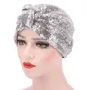 Turban Caps Shimmer Glitter Indian Hats Muçulmanos Inner Hijabs para as Mulheres Turbante Mujer Cabeça Feminina Envolve Headdress