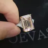 Oevas Sparkling 10 * 15mm Skapat Moissanit High Carbon Diamond Vigselringar för kvinnor 100% 925 Sterling Silver Party Smycken