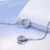 Stud 3 Style 925 Sterling Silber Kristall Lange Ohrringe runde Kette Frauen Koreanische Mode Schmuck Femme 2021