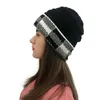 Nuovo cappello di lana autunno inverno donna creativa griglia quadrata reticolo arricciato bordo caldo cappelli lavorati a maglia jacquard moda cappello cappellini VTKY2079
