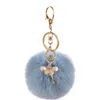 2022 Key Chain Party Favorit Gullig Rhinestone Ballerina Girl Rex Rabbit Fur Ball Kvinnlig väska Hängsmycke