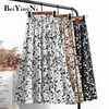 High Waist Midi A Line Skirt Woman Casual Retro Young Print Slim Long Skirts Ladies Harajuku Fashion Street Saias 210506