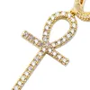 Ankh Key Dangle Örhängen Hip Hop Smycken Guld Silver Fashion Mens Diamond Zircon Cross Örhängen