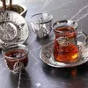 Handmade Authentic Gold Silver Anatolian Arabic Turkish Tea Cups And Saucers Set For Six People Made In Turkey &