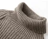Sweter Kobiety Turtleneck Swetry Solid Solid Stretch Paski Koreański Top Dzianiny Plus Size Fall Wool Wool Ubrania Beżowy Khaki 211103