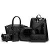 Ensemble de sacs Ladi personnalisés, sac à dos et sac à bandoulière en PU Croco, ensemble de 6 pièces