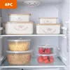 4pc / set kylskåp arrangör färskvarna lådor torr frukt vegetabilisk köksförvaring med lock behållare