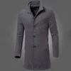 Ontwerpers Mannen Zwarte Trenchcoat Heren Trenchcoats Stijlvolle Jas Single-breasted Mannelijke Pure Kleur Warme Windjack Verkoop Mannelijke Mode