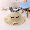 Straw Hats Girls Kids Cute cartoon style Sun Hat Summer Beach Caps Straw Woven Pocket Suit Outdoor Activities 4 Colour Select