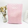 50st 25x35cm Rosa Guld Dot Plasthandtag Väskor Julklapp Kläder Förpackning Plast Presentpåse Med Handtag Shopping Bag 210724