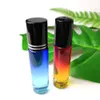 8st Roll på tomma flaskor Färgrik Gradient Glass Perfume Rollerflaska med 1PC-flasköppnare och 2PCS-tratt (slumpmässig kol