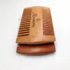 MOQ 100 Pcs Amazon Supply Hair Comb Fine & Coarse Teeth Double Sides Wood with PU Case Custom LOGO Wooden Dual Action Beard Combs