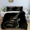 Sängkläder uppsättningar 2/3st färgglad gitarrskydd omslag Musikinstrumentuppsättning 3D -tryck för sovrums säng täcke säng bättre