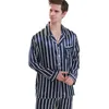 Pajama Sets Men Silk Satin Pijamas Striped Sleepwear Home Suit Pajama Lover Man Woman Lovers' Clothes Sleep Tops 211019