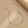 Boho handgjord glaspärla halsband för kvinnor skal ett brev namn choker regnbåge kedja y2k smycken nacke tillbehör nytt