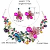 FARLENA bijoux luxe multicolore cristal strass fleurs collier boucles d'oreilles ensemble mariée mariage bal bijoux ensembles H1022