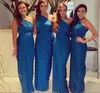 2021 Burnt Orange Long Bridesmaid Dresses One Shoulder Ruffled Draped Maid of Honor Gowns Formell Bröllop Gästklänning Split Golvlängd Anpassa