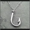 Necklaces & Pendants Drop Delivery 2021 Fashion Fishing Hook Fishhook Pendant Chain Necklace Fisherman Jewelry Gift1 Ygv92