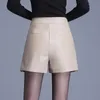 Short en cuir femme noir pantalon court de haute qualité avec poches boutons ample décontracté M -3xL Arrivials