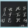 Moda 26 Pins de letras inglesas Broches de alfabeto de alfabeto plateado chapado plateado X7GE1