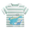 Lato 2 3 4 6 8 10 lat Odzież dziecięca Bawełna Dzieci Cartoon Zwierząt Print Striped Krótki Rękaw Basic T-shirt dla chłopca 210529