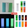 Sublimatie Rechte Tumbler 20oz Glow in the dark Blank Skinny Tumblers met Lichtgevende verf Vacuüm Geïsoleerde Warmteoverdracht Auto Mok 7 Stijlen