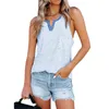 Sommar ärmlös väst T-shirt Kvinnor Casual Loose Pocket Enkelhet Streetwear Beach Holiday V Neck Sexiga Ladies Toppar 210608