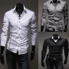 Homens Slim Fit vestido camisa de manga comprida camisas para homens negócios tops moda elegante plus size M-3XL