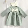 Baby Girls Dress Autumn Winte Korean Style Children's Clothing Bow Long Sleeve Toddler Party Clothes For 0-24M 210515