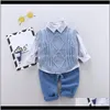 Autunno Casual Bambini Bambini Cotone Ragazzi Camicia a maniche lunghe Maglione Gilet Pantaloni 3 pezzi Vestiti per bambini 04 anni Rfzpn Set di abbigliamento Iwgcf