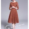 HIGH QUALITY Women Casual Lace Dress Summer Fashion Big Swing A-line Elegant Slim Ladies Party Dresses 210603