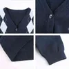 Argyle Geometrische Gebreide Y2K Cardigan Lange Mouw V-hals Vintage Plaid Truien Voor Dames Crop Top Vrouwelijke Jumper Outfits 210510
