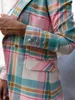Moda Plaid Blazer Kobiety Spring-Jesień Vintage Tweed Garnitury Kurtki Chic Biurowe Panie Szczupła wierzchnia wierzchnia 211019