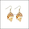 Charm Earrings Jewelry Yamog Natural Conch Shell Bohemian Women Alloy Earring Hook European Beach Vacation Party Ear Drop Ornaments Aessorie