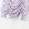 beauty Fashion Female Summer Sexy Package Hip Purple Floral Drawstring Skirt Woman Holiday Casual Beach 210514