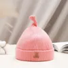 Drop Shape Baby Beanie Hat Autumn Winter Kids Knitted Hats Solid Color Crocheted Girl Boy Bonnets Caps for Newborn Infant 0-1Y