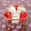 Favor Holders Handmade Scented Rose Soap Flower Romantic Bath Body Soap with Gilded Basket For Wedding Christmas Gift 6Pcs Box