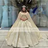 2021 Champagne Quinceanera Dresses With Wraps Sequins Sparkly Lace Up Ball Gown Sweet 16 15 Party Dress