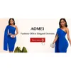 Kvinnor lång lös klänning o nacke afrikansk kvinna tryckt mode stor storlek damer vår sommar grön maxi robes vestidos 210416