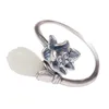 Cluster Ringe Natürliche Hetian Magnolia Blume Lotus Öffnung Verstellbarer Ring Chinesischen Stil Retro Böhmischen Eleganten Charme Silber Schmuck Edwi22