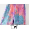 Women Fashion Side Pockets Tie-dye Straight Corduroy Shorts Vintage High Waist Zipper Fly Female Short Pants Mujer 210507