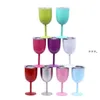 Newcoloured champagne glas 10oz vin tumbler rostfritt stål bägare dubbelväggad vakuumisolerad obrännbar kopp drinkware rrb12440