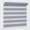 Valance Dual Roller Zebra Blinds Customized Shades Horizontal Window Curtain Blind Adjustable Sunlight Light grey