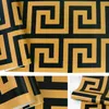 Zwart Wit Geometrische Wallpaper Rollen Luxe Grote Griekse sleutel Muurdocumenten Home Decor voor woonkamer en slaapkamer 210722