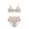 Swimswear Women Femme Femmes Vintage High Waist Bikinis Stripe Imprime Mesh Splicing Push Up Bikini Swimsuit Biquini Bathing Bathing