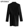 Women Chic Fashion With Shoulder Pads Mini Dress Notched Collar Long Sleeve Female Dresses Vestidos Mujer 210420